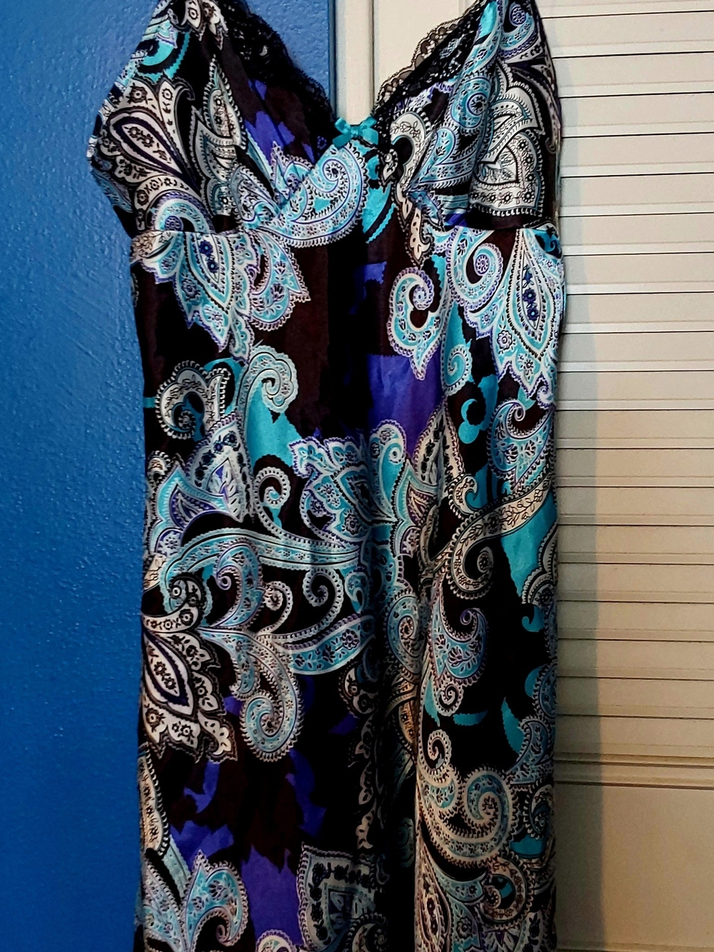 Blue & Black Paisley Slip Dress